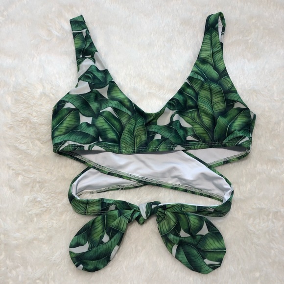 NEW Verdelimon Bikini Top criss cross adjustable back Colombia foliage leaves S - Picture 6 of 7